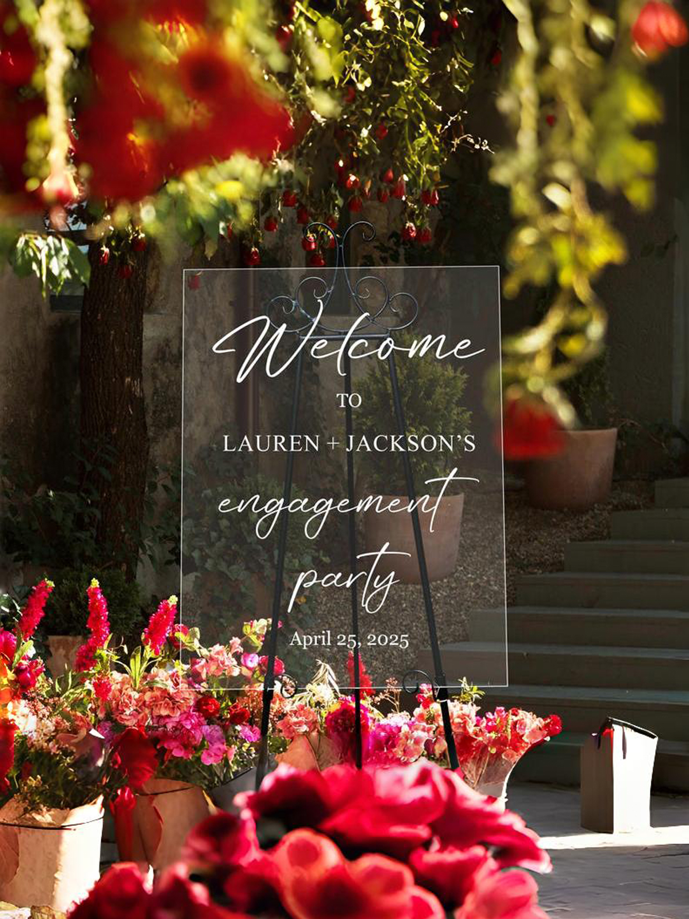 Custom Acrylic Welcome Sign for Engagement Party